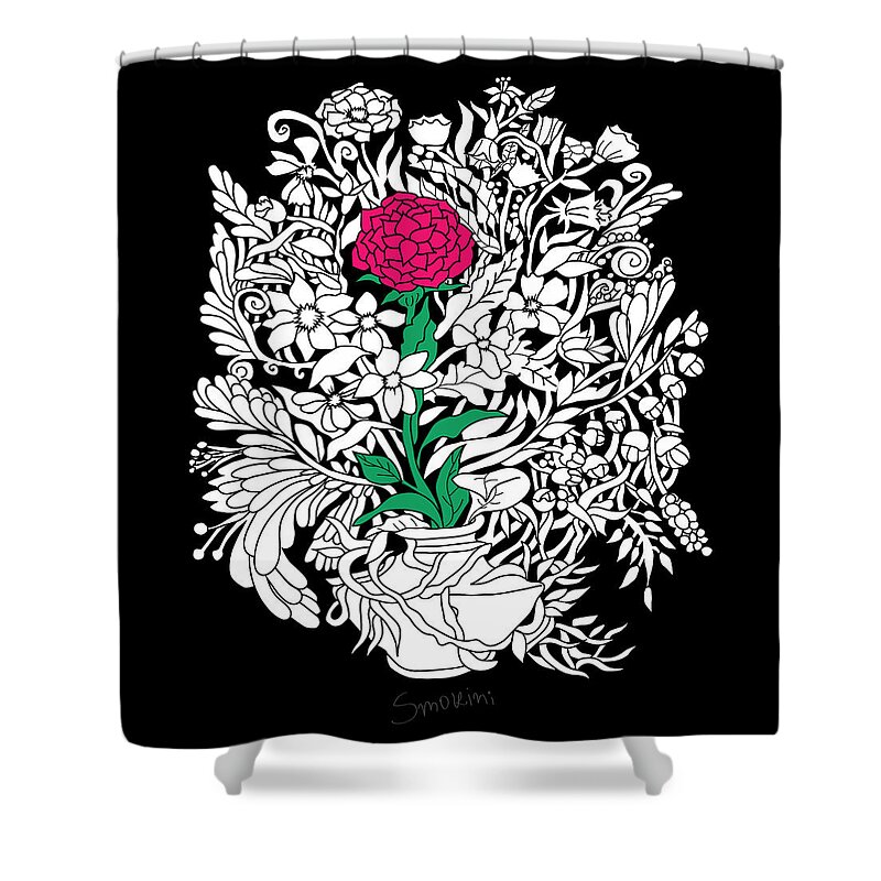 Flowers Shower Curtain featuring the digital art See only me by Smokini Graphics