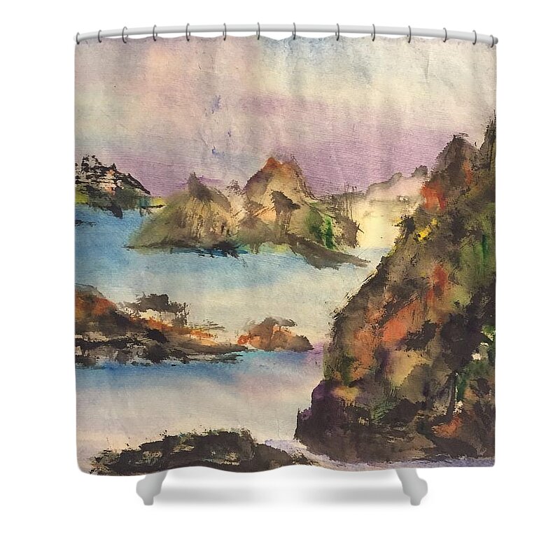 Chinese Brush Shower Curtain featuring the painting Seeking by Bonny Butler