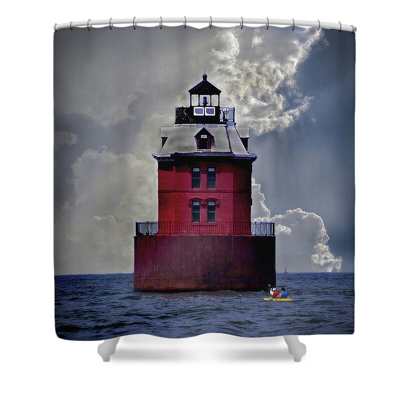 Lighthouses Shower Curtain featuring the photograph Seeking Shelter by Skip Willits