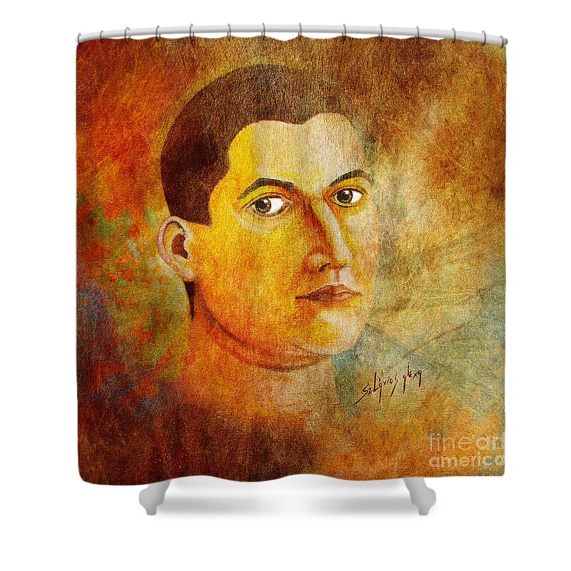 Selfportrait Shower Curtain featuring the painting Selfportrait oil by Alexa Szlavics