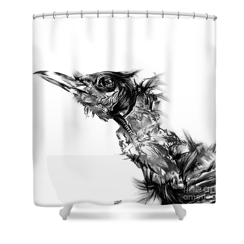 Figurative Shower Curtain featuring the drawing Senescence 5 by Paul Davenport