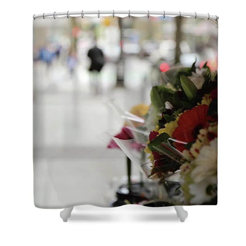 Street Photography Shower Curtain featuring the photograph Sent Flower by J C