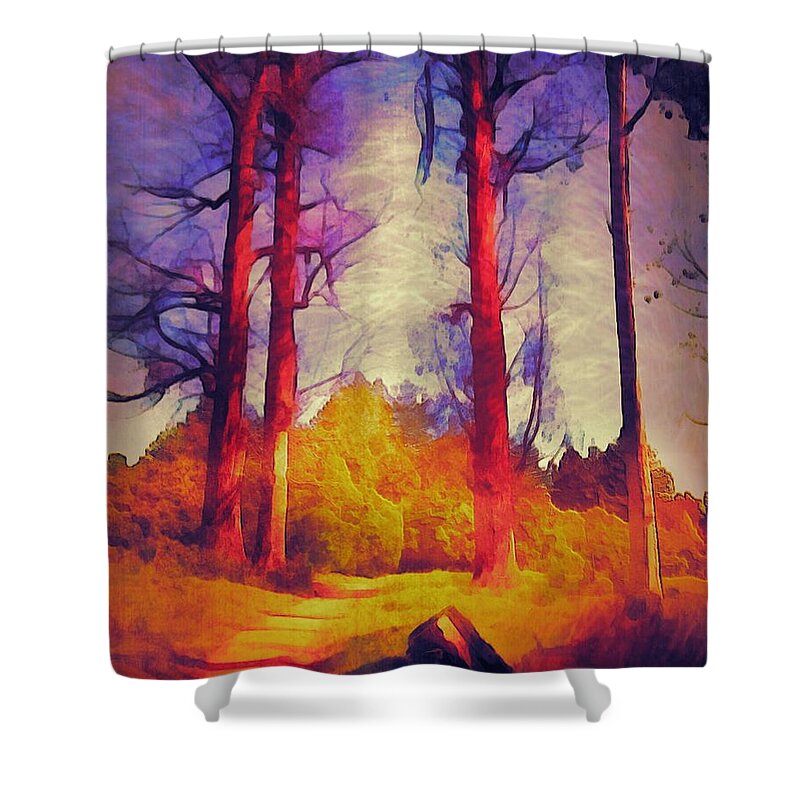 Trees Shower Curtain featuring the photograph Sentinel trees by Suzy Norris