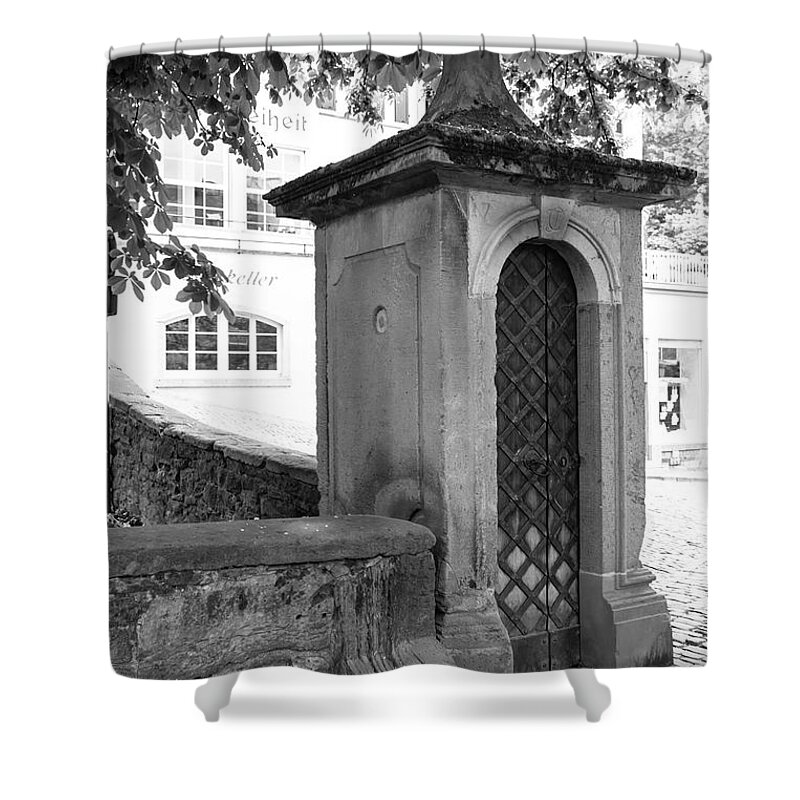 Heidelberg Shower Curtain featuring the photograph Sentry Post B W by Teresa Mucha