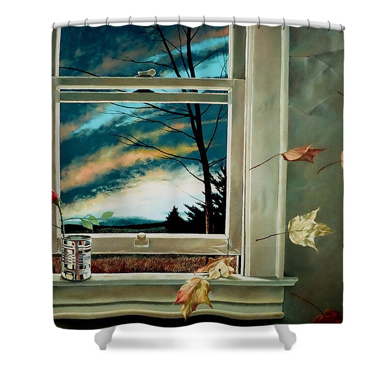 Autumn Shower Curtain featuring the painting September Breeze by Christopher Shellhammer