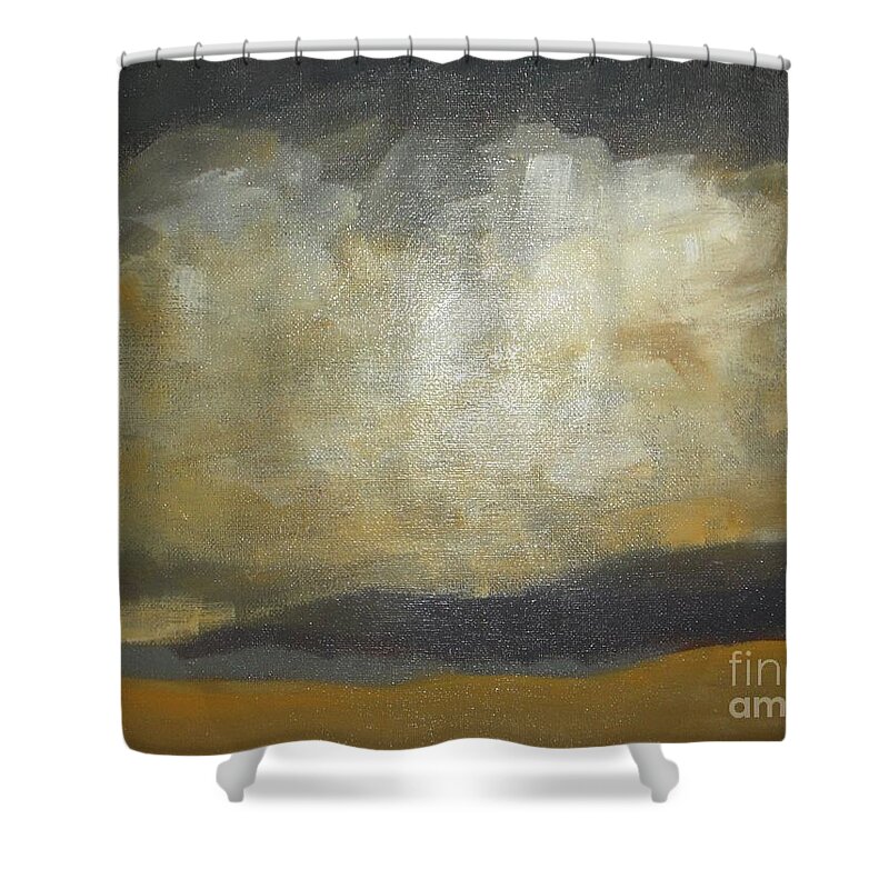 Abstract Landscape Shower Curtain featuring the painting September Evening by Vesna Antic