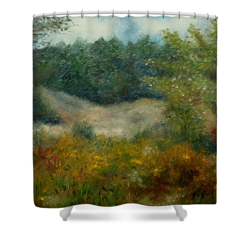Field Shower Curtain featuring the painting September in Hyde Park by FT McKinstry