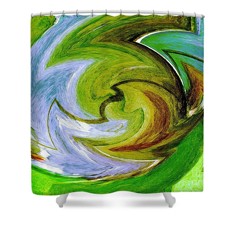 Abstract Shower Curtain featuring the digital art Serape Verde by Pamela Iris Harden
