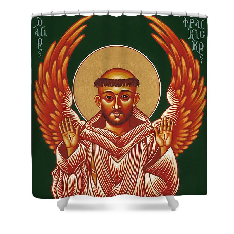 Seraphic Father Francis Shower Curtain featuring the painting Seraphic Father Francis 031 by William Hart McNichols