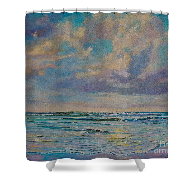 Acrylic Shower Curtain featuring the painting Serene Sea by AnnaJo Vahle