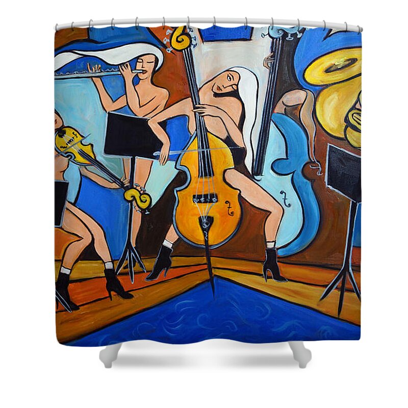 Music Shower Curtain featuring the painting Serenity by Valerie Vescovi