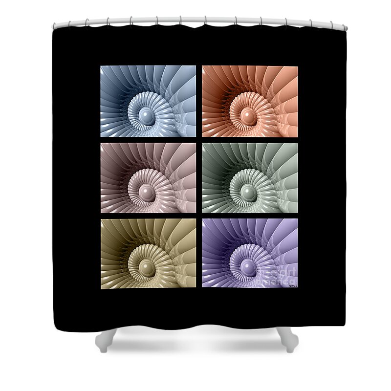 Graphic Design Shower Curtain featuring the digital art Series of Sea Shells by Phil Perkins