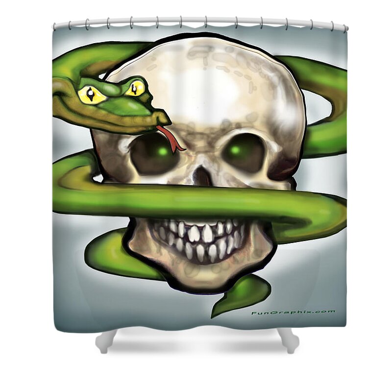 Serpent Shower Curtain featuring the digital art Serpent n Skull by Kevin Middleton
