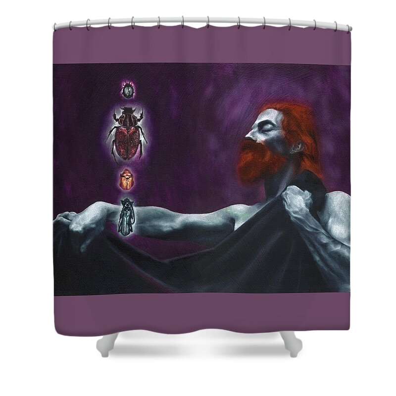 Scarab Shower Curtain featuring the painting Seth by Ragen Mendenhall