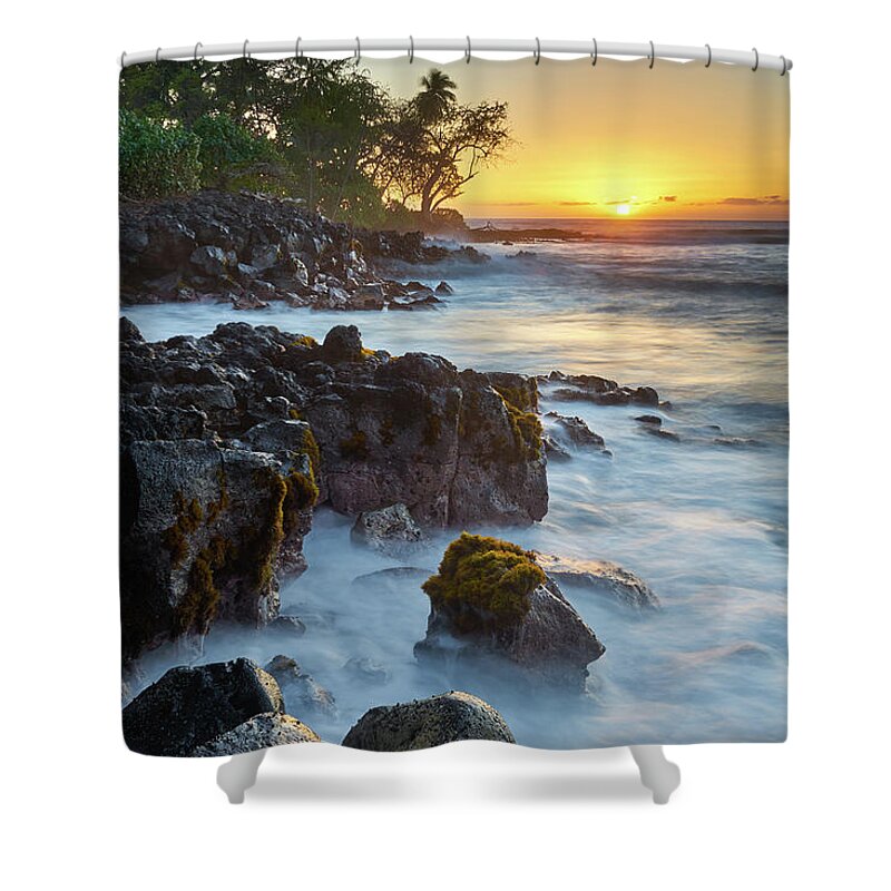 Sunset Shower Curtain featuring the photograph Setting Sun at Lyman's by Christopher Johnson