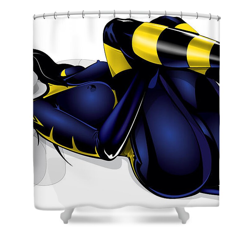 Honey Shower Curtain featuring the digital art Sexy Bee by Brian Gibbs