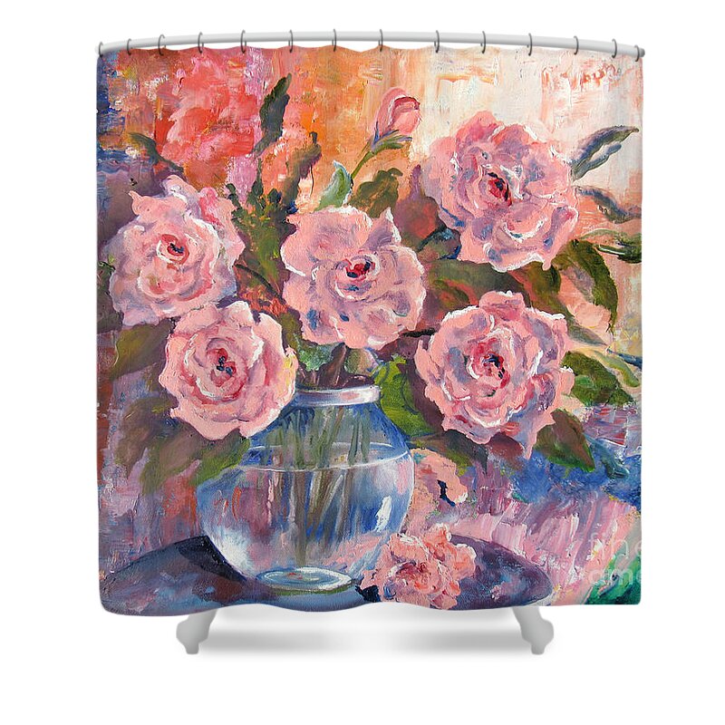 Floral Shower Curtain featuring the painting Shades of Flowers by Lisa Boyd