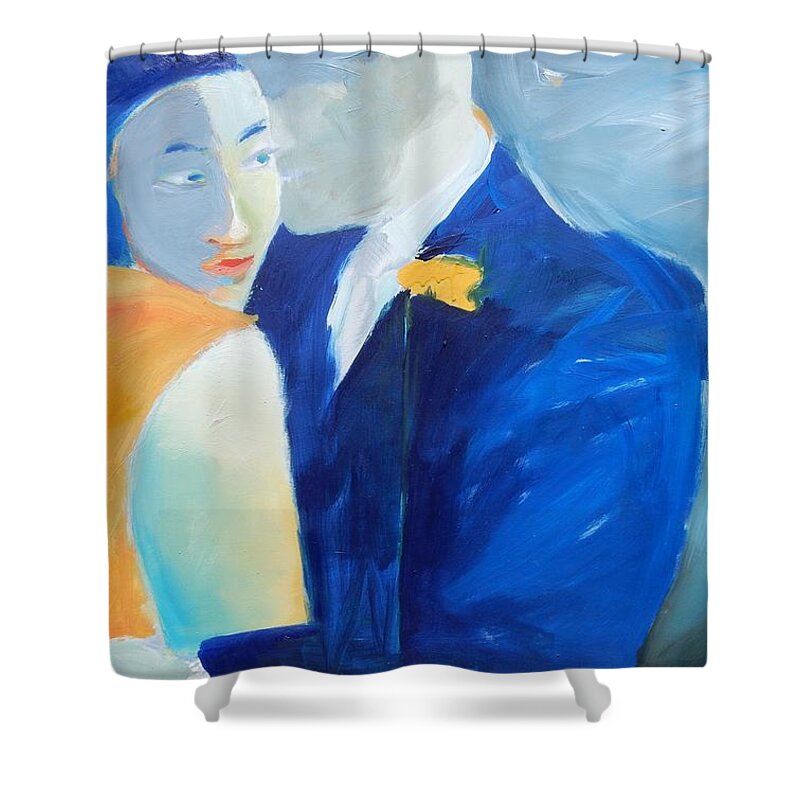 Figure Shower Curtain featuring the painting Shades of Gray by Gary Coleman