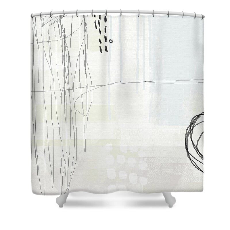 Abstract Shower Curtain featuring the painting Shades of White 1 - Art by Linda Woods by Linda Woods