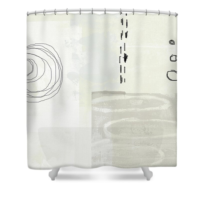 Abstract Shower Curtain featuring the painting Shades of White 4- Art by Linda Woods by Linda Woods