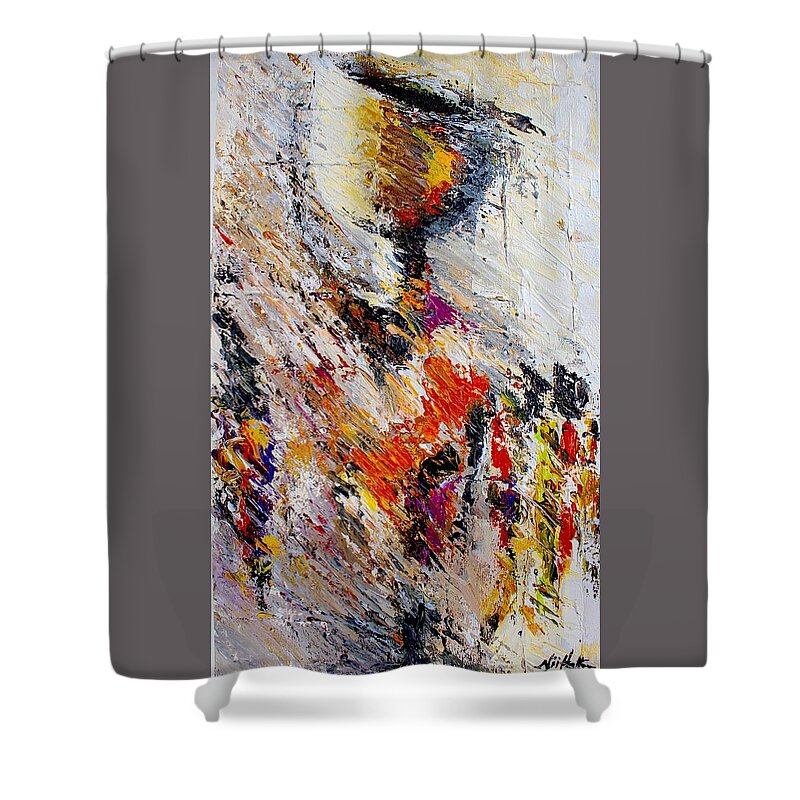 Nii Hylton Shower Curtain featuring the painting Shadow Woman by Nii Hylton