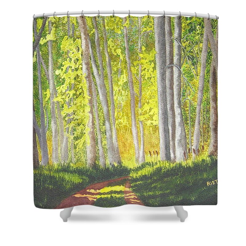 Forest Shower Curtain featuring the painting Shady Path by Julia RIETZ