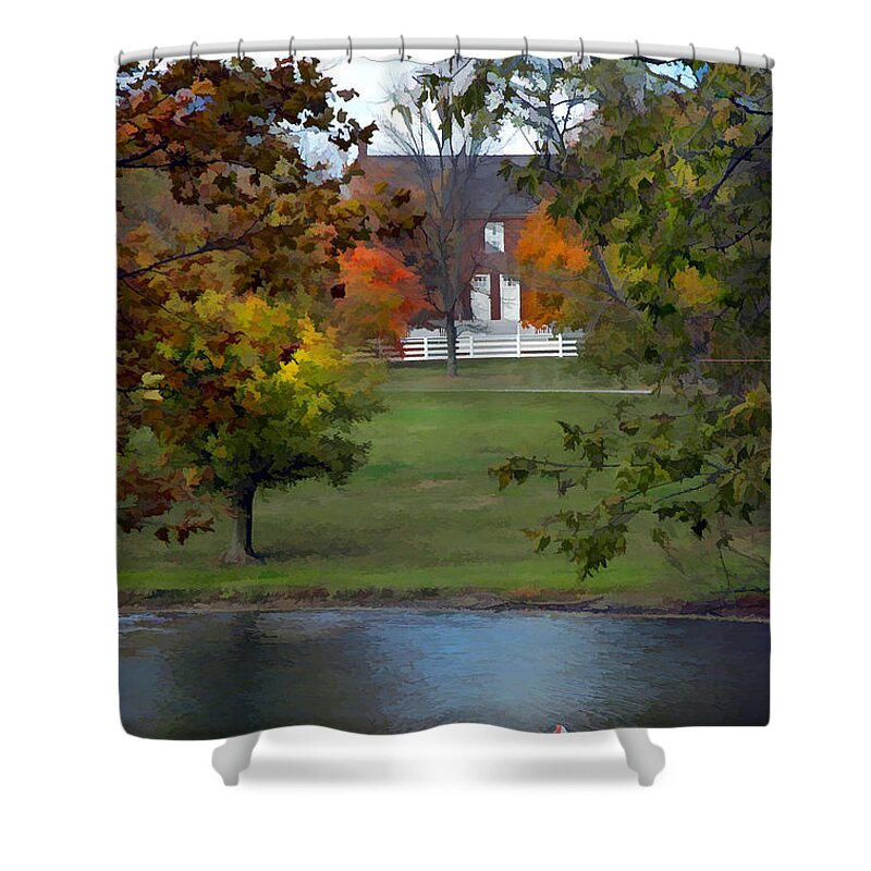 Shaker Shower Curtain featuring the photograph Shaker Geese by Sam Davis Johnson