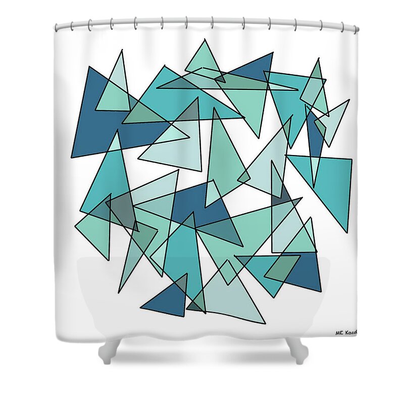 Modern Shower Curtain featuring the digital art Shards of Blue by ME Kozdron