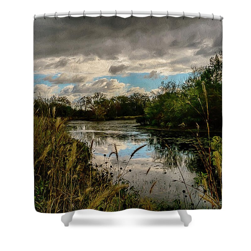 Midwest Shower Curtain featuring the photograph Shaw Nature Reserve Approaching Storm Photo Painting 7R2_DSC2646_10242017 by Greg Kluempers