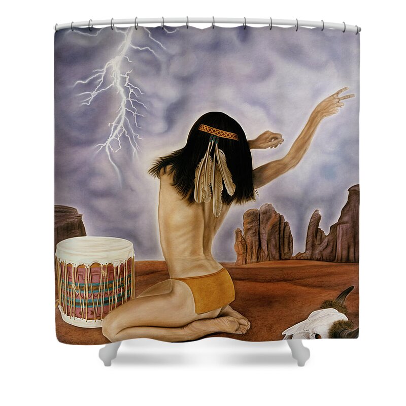 Storm Shower Curtain featuring the painting She Called The Rain by Rich Milo