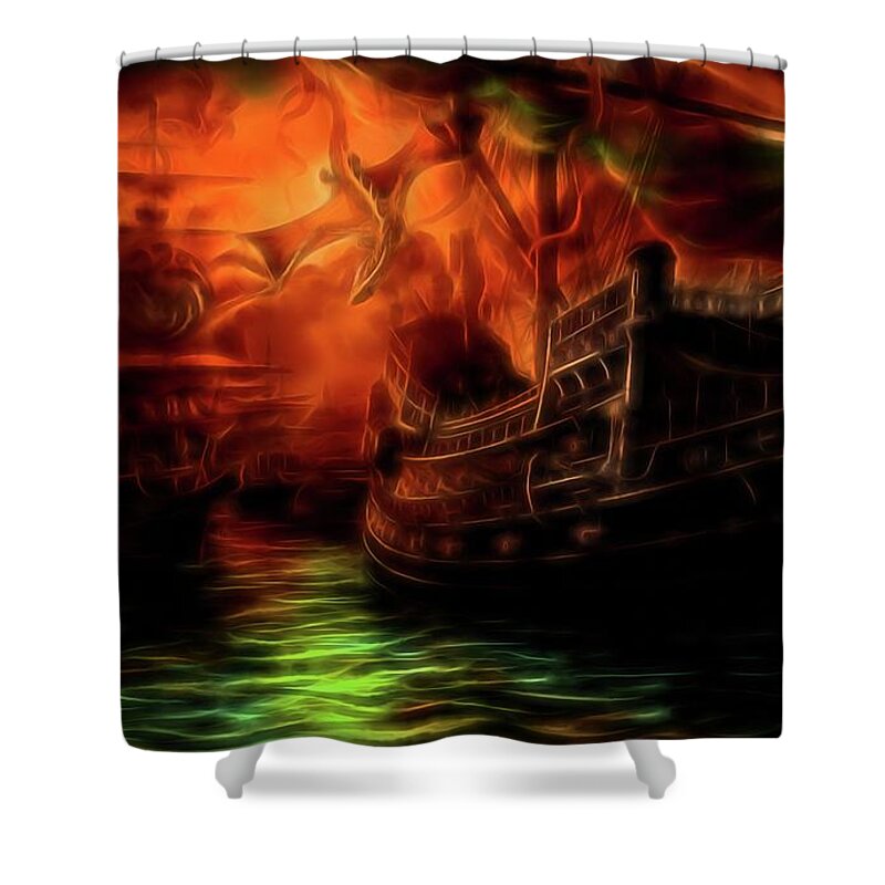 Game Of Thrones Shower Curtain featuring the digital art She is coming by Lilia D
