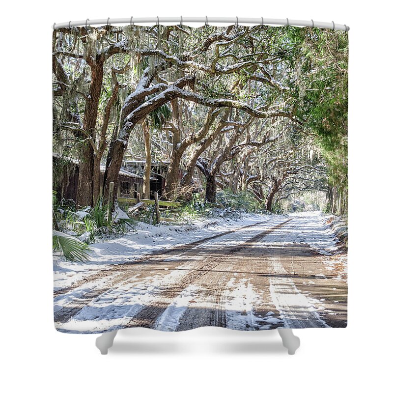 Chisolm Shower Curtain featuring the photograph Sheep Farm - Snow by Scott Hansen