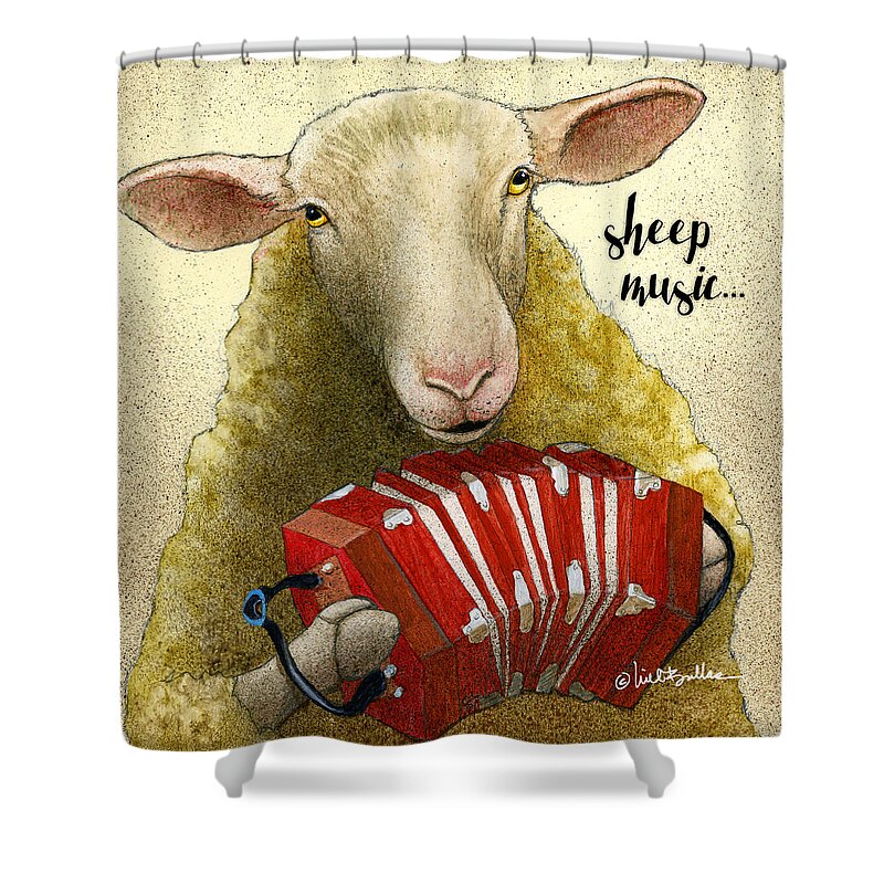Will Bullas Shower Curtain featuring the painting Sheep Music... by Will Bullas
