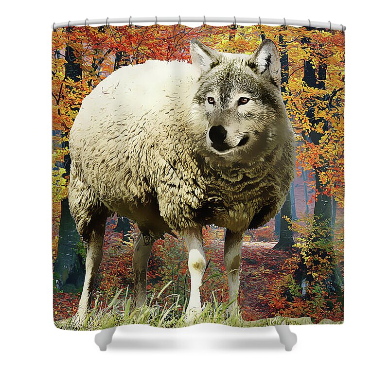 Sheep's Clothing Shower Curtain featuring the painting Sheep's Clothing by Harry Warrick