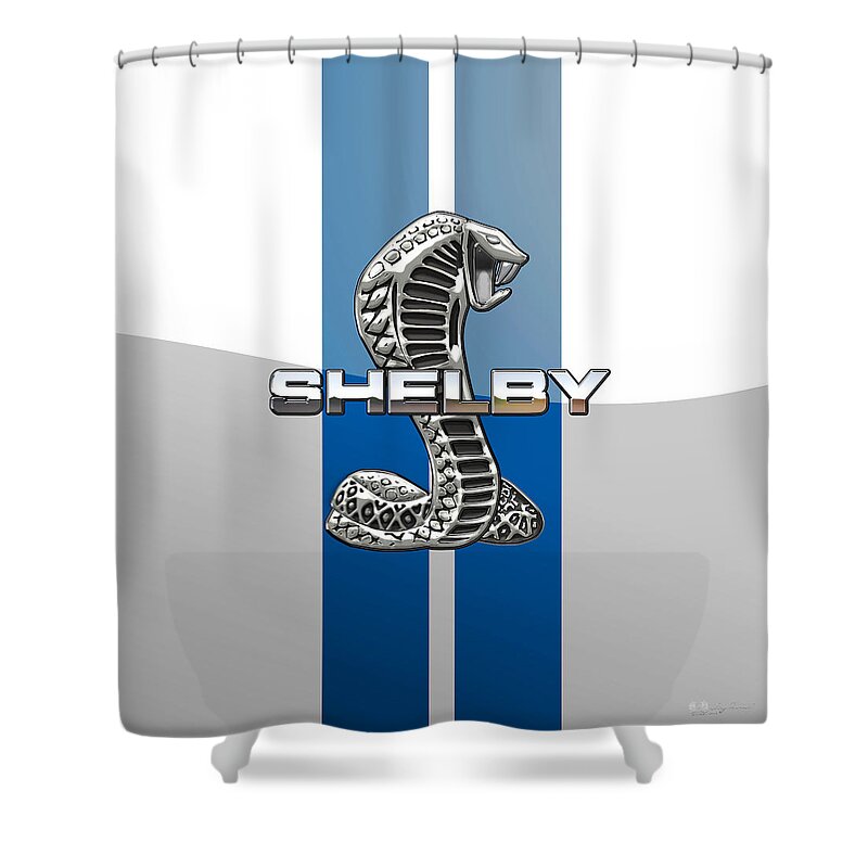  'auto Badges' Collection By Serge Averbukh Shower Curtain featuring the photograph Shelby Cobra - 3D Badge by Serge Averbukh