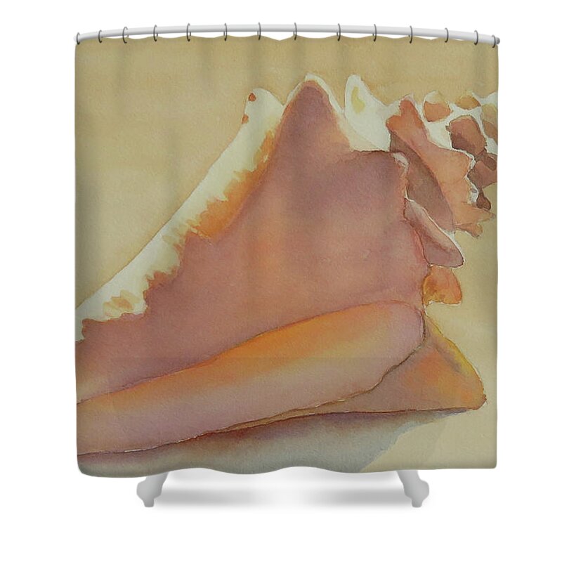 Shells Shower Curtain featuring the painting Shells 3 by Judy Mercer