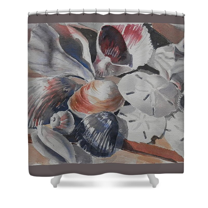 Landscape Shower Curtain featuring the painting Shells and Sand Dollars by Martha Tisdale