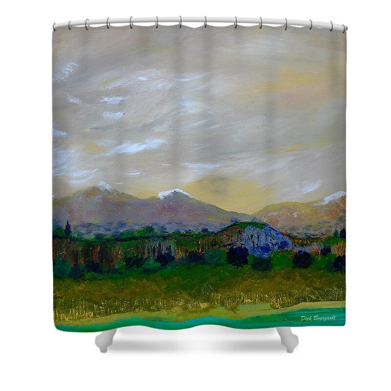 Landscape Shower Curtain featuring the painting Sheltering Sky II by Dick Bourgault