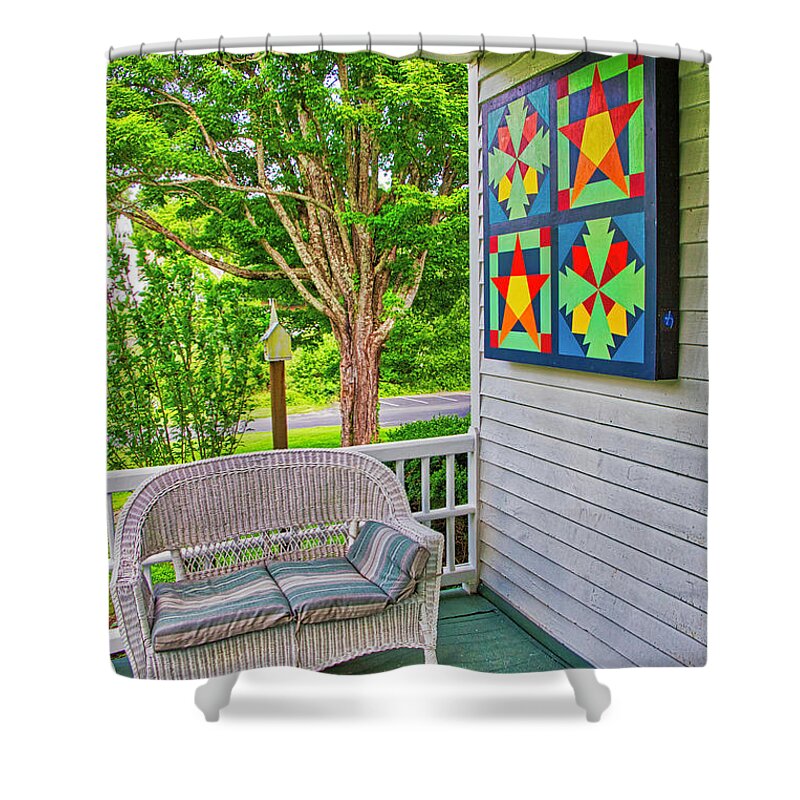 Barn Quilts Shower Curtain featuring the photograph Shelton House Block by Dale R Carlson