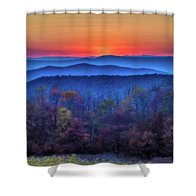 Autumn Shower Curtain featuring the photograph Shenandoah Valley Sunset by Louis Dallara