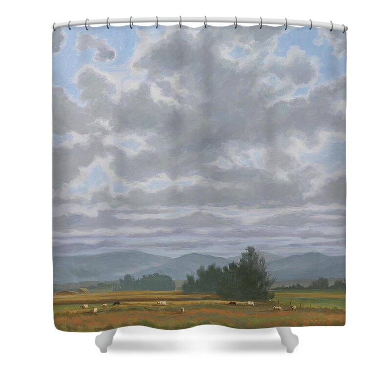 Oil Paintings Shower Curtain featuring the painting Shennandoah Sky by Guy Crittenden