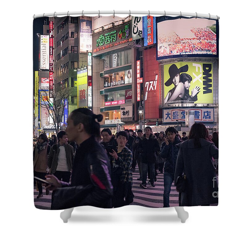 Shibuya Shower Curtain featuring the photograph Shibuya Crossing, Tokyo Japan 3 by Perry Rodriguez