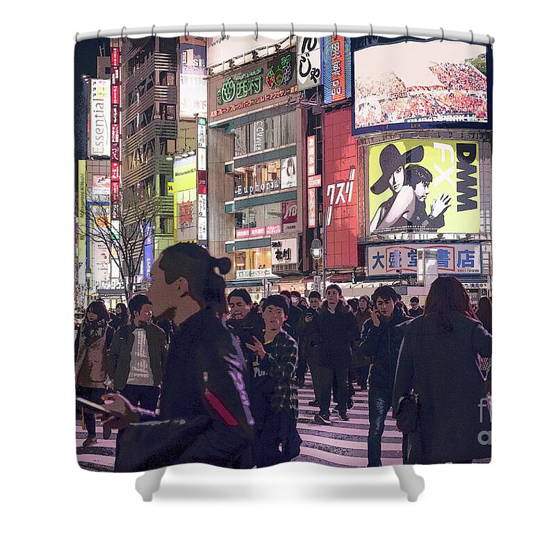 Shibuya Shower Curtain featuring the photograph Shibuya Crossing, Tokyo Japan Poster 3 by Perry Rodriguez