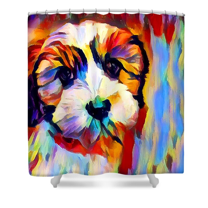 Shih Tzu Shower Curtain featuring the painting Shih Tzu by Chris Butler