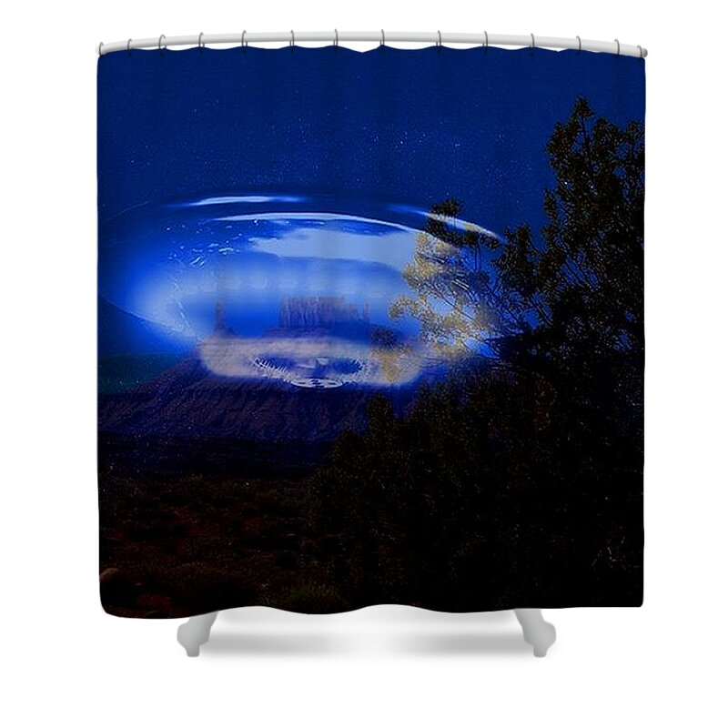 Space Ship Shower Curtain featuring the photograph Ship of Light Near Moab by Lanita Williams