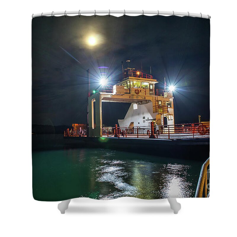 Ship Shower Curtain featuring the photograph Ship Sugar Islander II In Da Moonlight -0937 by Norris Seward