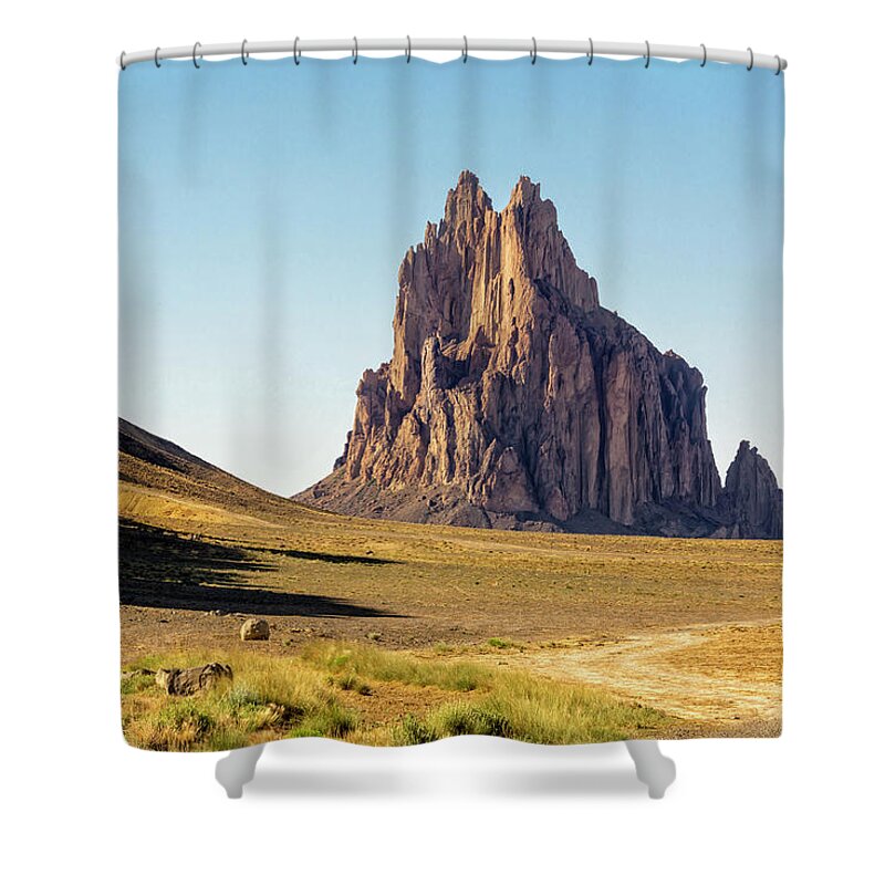 Shiprock Ship Rock North West New Mexico Nm Shower Curtain featuring the photograph Shiprock 3 - North West New Mexico by Brian Harig