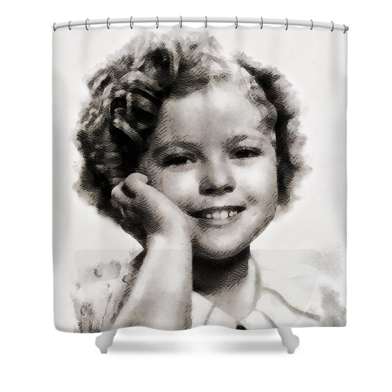 Cinema Shower Curtain featuring the painting Shirley Temple Vintage Actress by Esoterica Art Agency