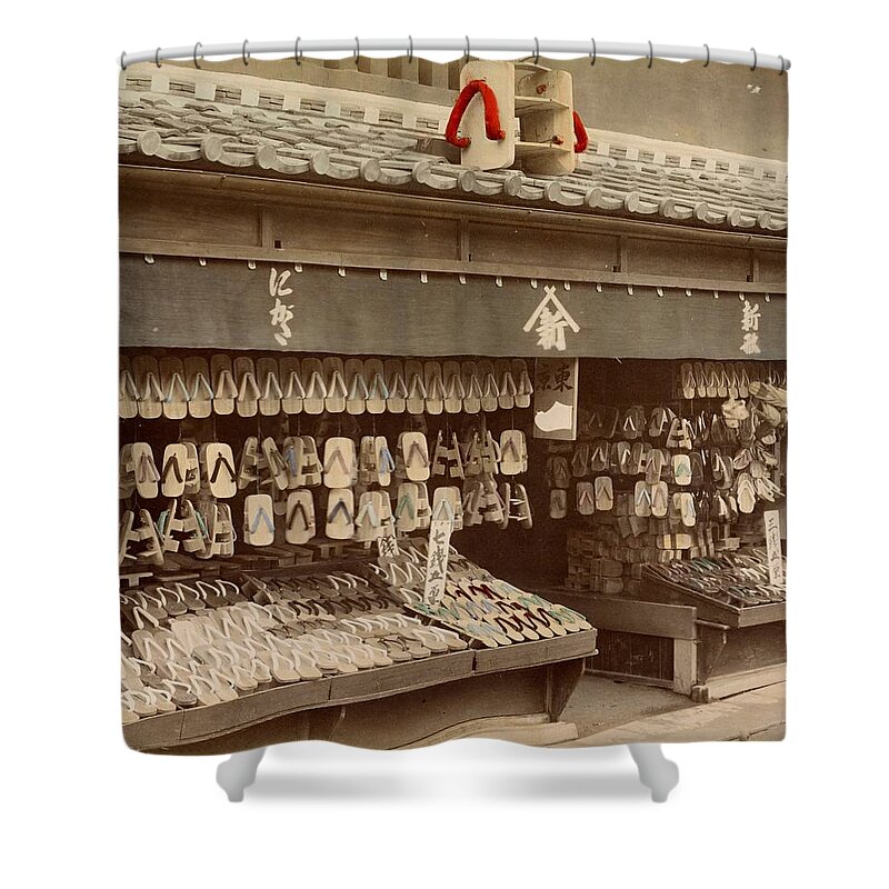 Shoe Store Shower Curtain featuring the photograph Shoe store in Japan, ca. 1890 - 1894 by Vincent Monozlay