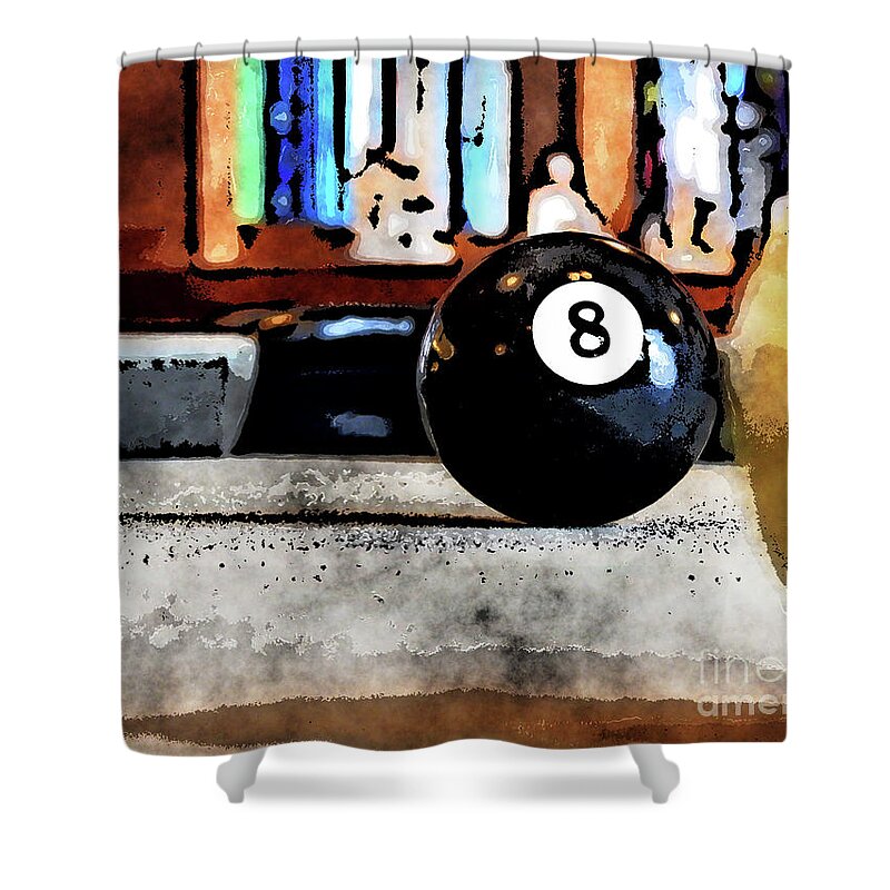 Pool Shower Curtain featuring the digital art Shooting For The Eight Ball by Phil Perkins